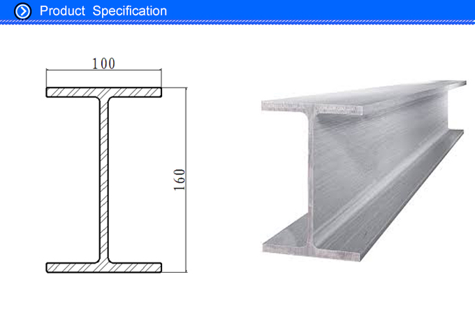 6063 T5 Extruded Aluminum I Beam Profiles for Industrial and Building Material , Structural Aluminum Beams