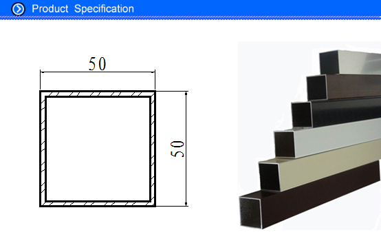 Extruded 50mm Aluminium Tube of Square Shape , Cutting Aluminium Tube