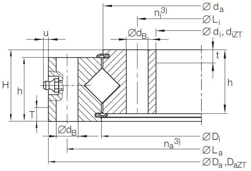 XU060094 Xu Series Cross Roller Bearing Yaw Mechanism In Wind Turbine