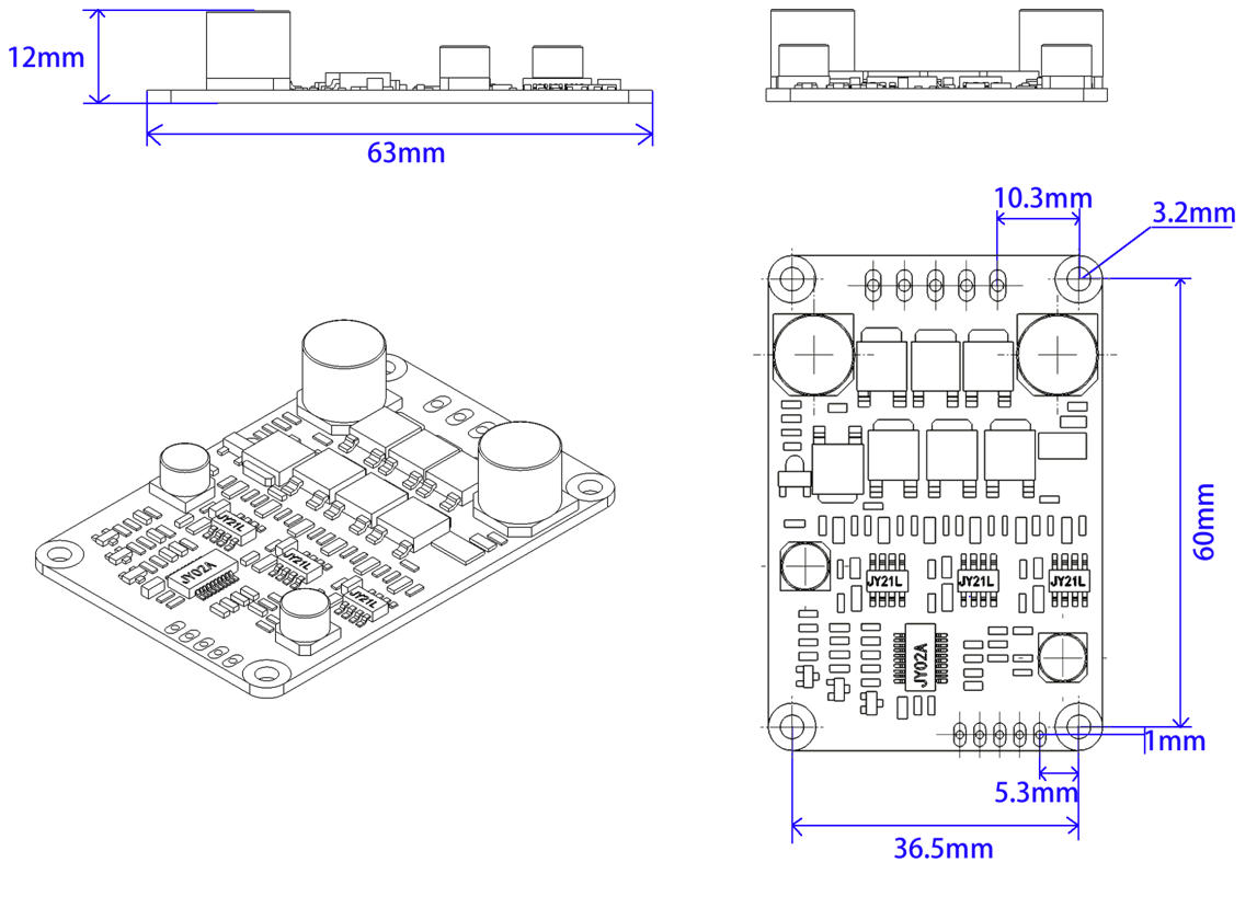 12-36V Brushless DC Motor Driver For 3 - Phase Sensorless DC Motor -20 - 85℃