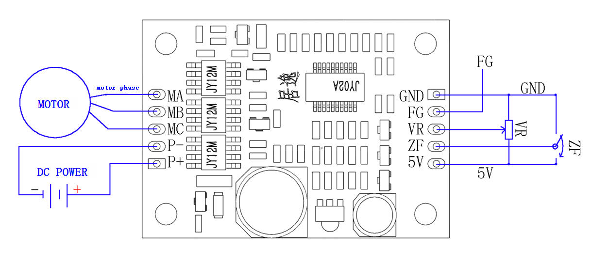 JYQD - V8.10B Dc Sensorless Motor Control Board , Small Size Bldc Driver Board