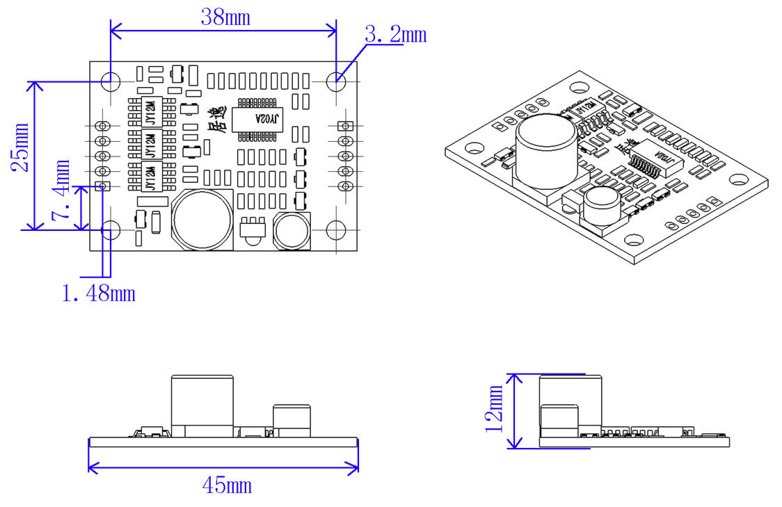 JYQD - V8.10B Dc Sensorless Motor Control Board , Small Size Bldc Driver Board