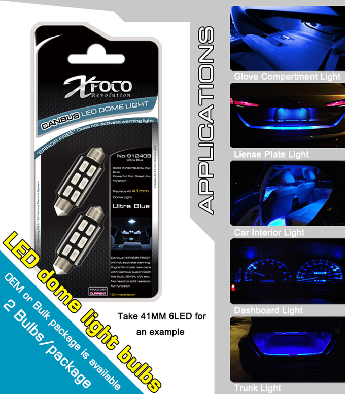 41MM High Quality Epistar 5730 SMD LED Dashboard Lights For Vehicles Blue Color