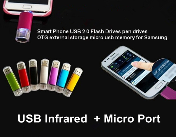 8GB / 16GB/ 32GB High Speed OTG Mobile Phone USB Flash Drive U Disk Blue /Red/ Yellow/ Black
