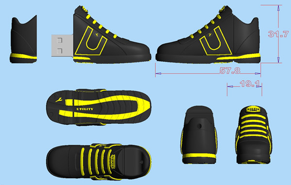 2GB / 4GB / 8GB Customized Shoe Shaped USB KEYS / Cartoon USB Flash Drive / Sport shoes USB Pen Drive