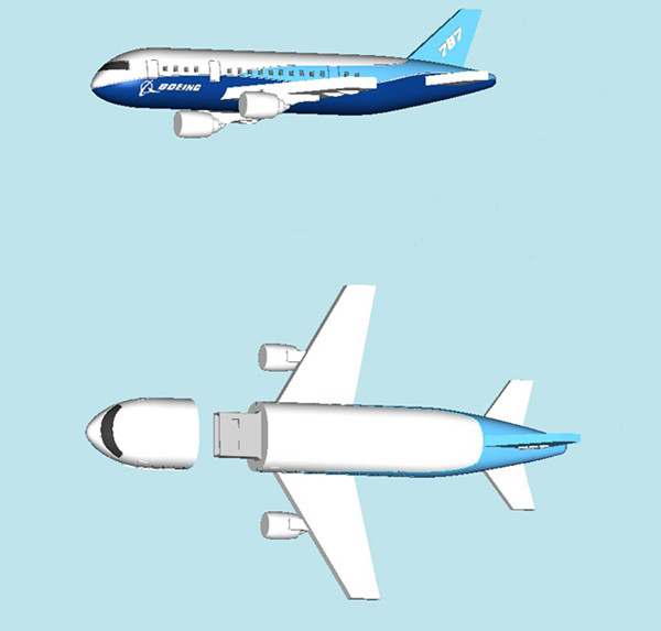 2GB / 4GB / 8GB High-Speed Boeing Airplane Shape Customized USB Flash Drive / USB Keys