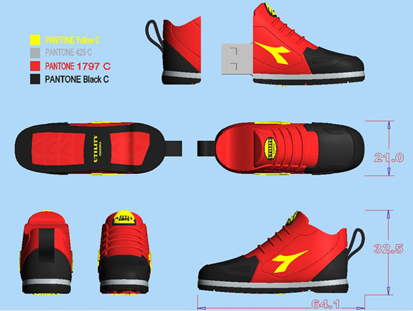  2GB / 4GB / 8GB RED Sport  Shoes Shape USB Flash Drive Pen Drive Memory Stick 