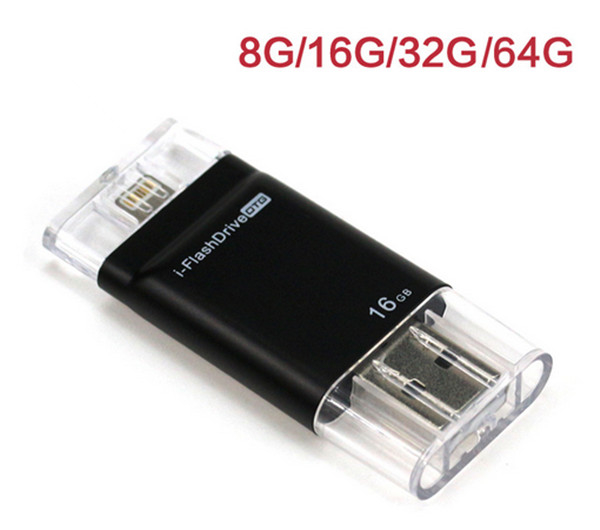 8GB 16GB 32GB 64GB Convenient mobile phone usb flash drive,  otg usb flash drive for works with iPod, iPad, iPhone ,PC