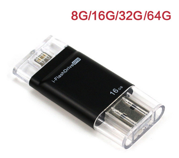 8GB 16GB 32GB 64GB Convenient mobile phone usb flash drive, otg usb flash drive for works with iPod, iPad, iPhone ,PC