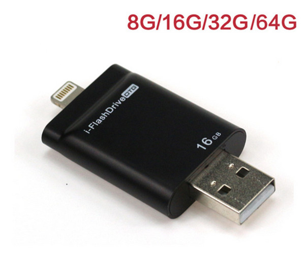 8GB 16GB 32GB 64GB Convenient mobile phone usb flash drive,  otg usb flash drive for works with iPod, iPad, iPhone ,PC