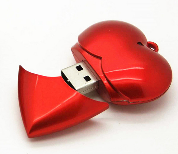 Plastic red heart usb flash drive, heart shape usb 2.0 with full capacity A grade 1GB, 2GB, 4GB