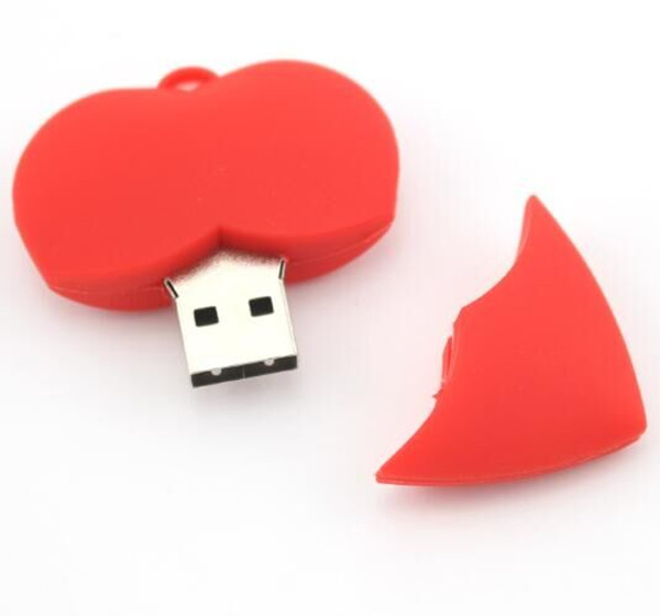 PVC heart USB flash drive 1GB 2.0 stick OEM / DOM custom heart USB disk