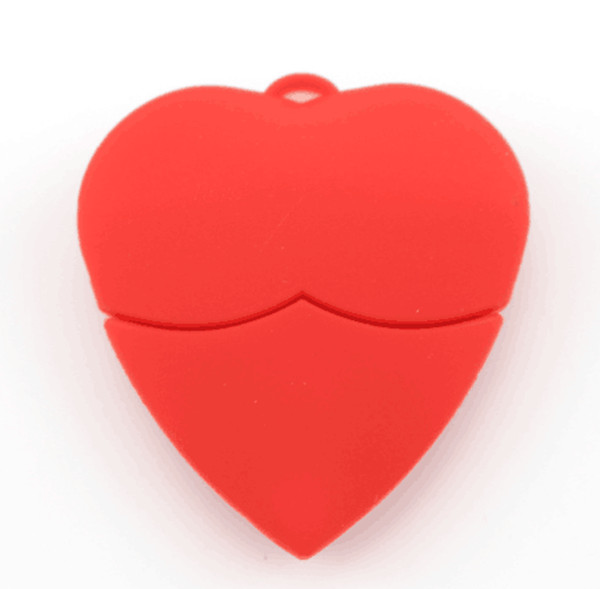 PVC heart USB flash drive 1GB 2.0 stick OEM / DOM custom heart USB disk