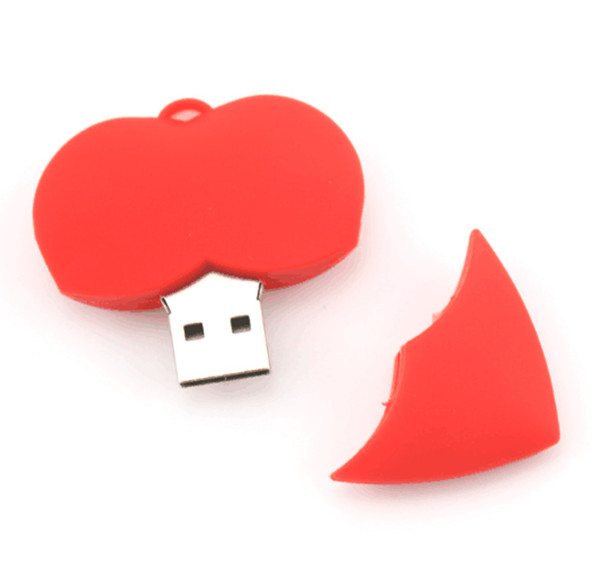PVC heart USB flash drive 1GB 2.0 stick OEM / DOM custom heart USB disk