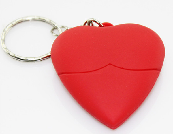 PVC heart USB flash drive 1GB 2.0 stick OEM / DOM custom heart USB disk