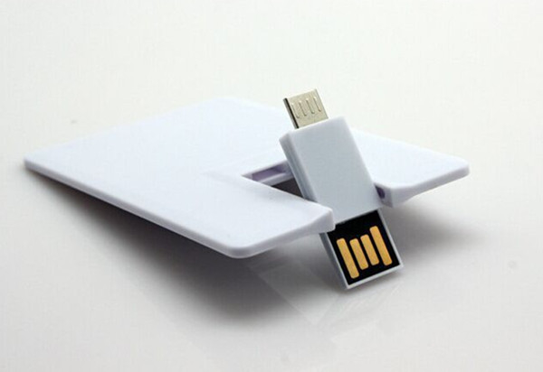 16GB , 32GB White Plastic Credit Card OTG / Mobile Phone USB Flash Drive for Smart Phone