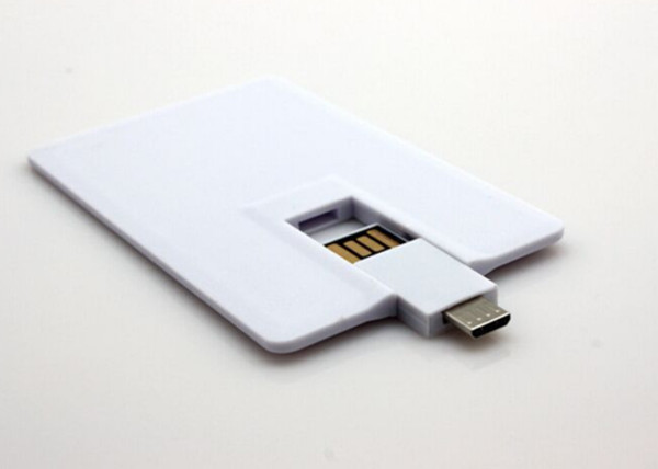 16GB , 32GB White Plastic Credit Card OTG / Mobile Phone USB Flash Drive for Smart Phone