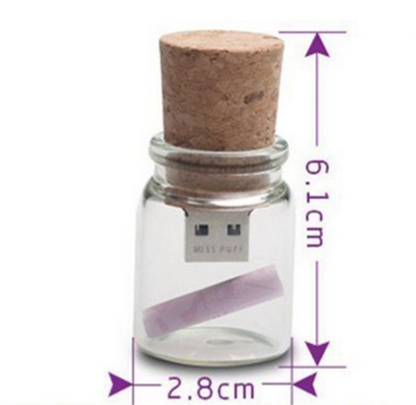 4GB, 8GB  transparent wood glass bottle usb flash drive, Glass Bottle Shaped  Usb memory