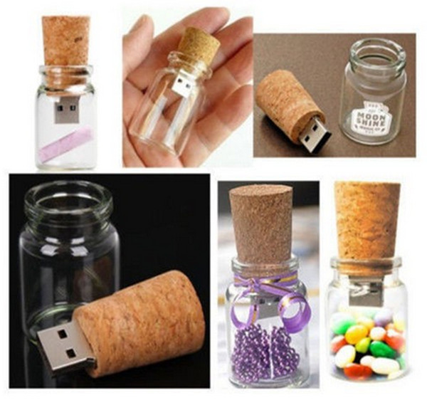 4GB, 8GB  transparent wood glass bottle usb flash drive, Glass Bottle Shaped  Usb memory