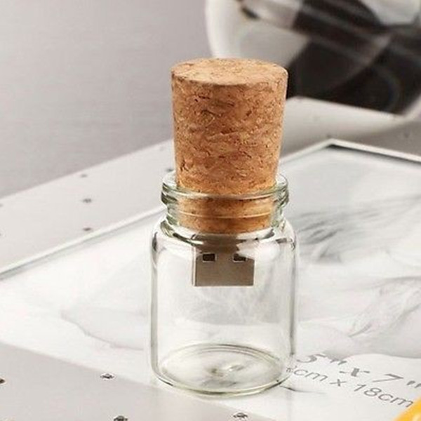 4GB, 8GB  transparent wood glass bottle usb flash drive, Glass Bottle Shaped  Usb memory