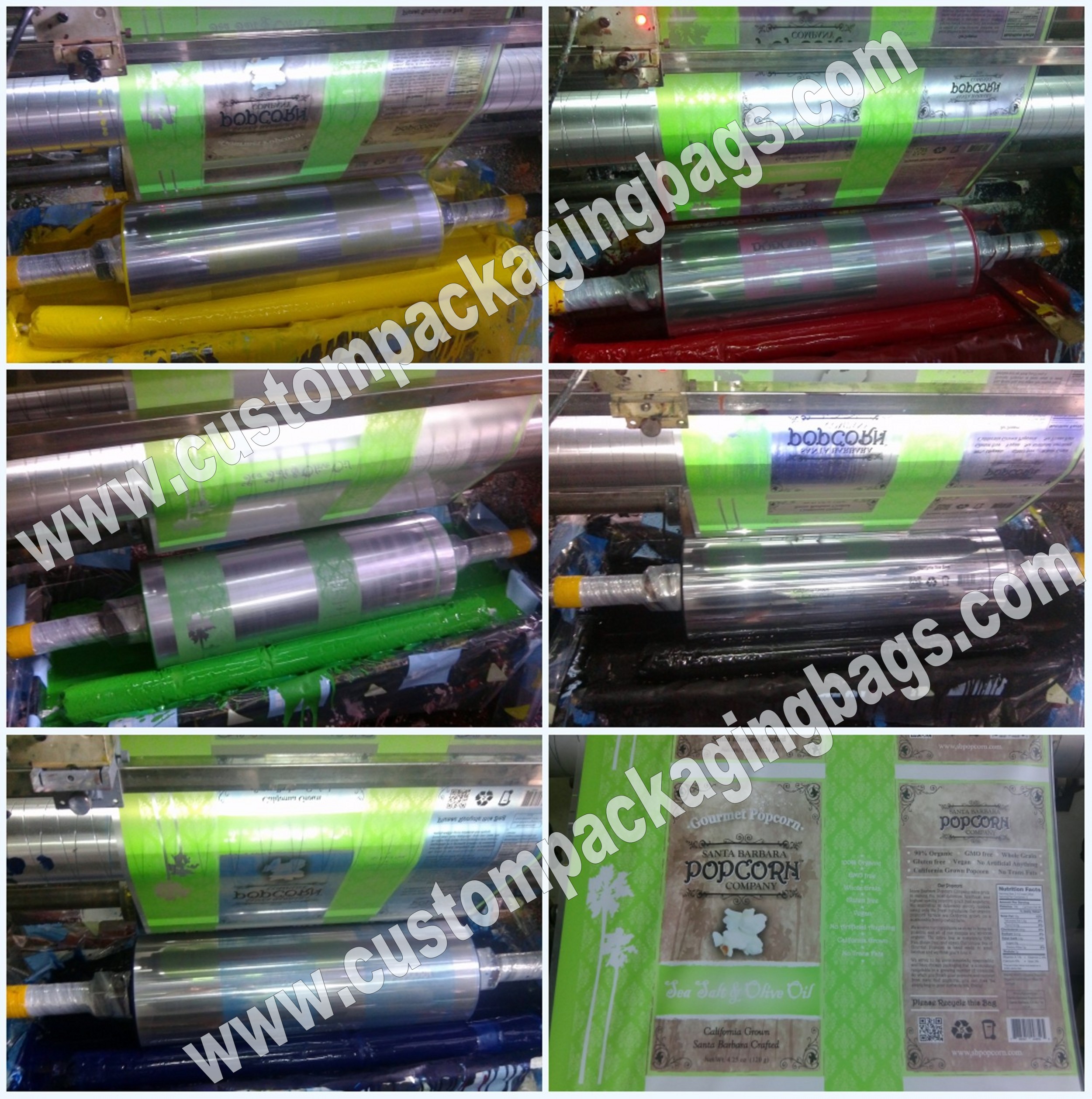 Eco - Friendly Plastic Popcorn Plastic Food Packaging Bags , Recycle Packaging Bags