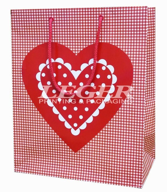 Green Paper Bags With White Cotton Handles , Commercial Promotional Shopping Bags