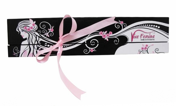 Beautiful Hair Extension Packaging Box With Silk Ribbon Closing