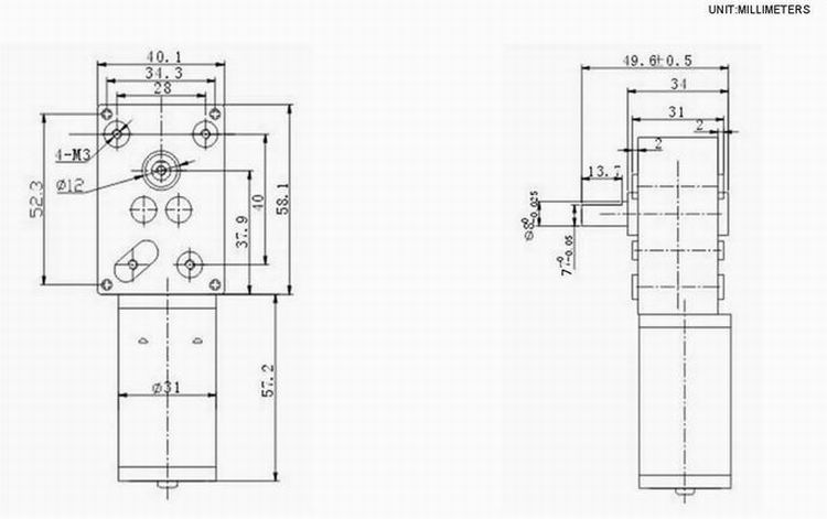 Automobile Clutch DC Worm Gear Motor with 4cm Diamension 12V 24V