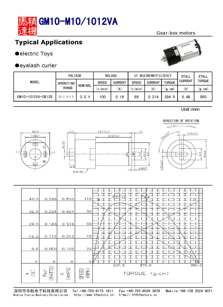 10mm 3V Plastic Gear-box motor Low Speed Low Noise and Large Torque for Electronic Lock