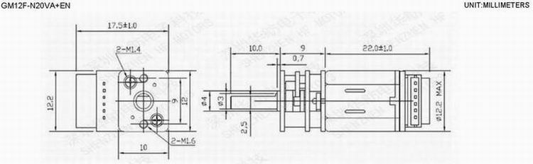 Hall Encoder 5V DC Gear Motor , 12 Volt Motor with Gearbox Low Noise