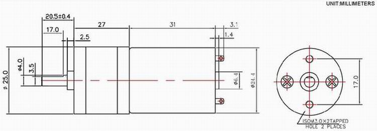 37mm Geared Motor with Encoder 3V 6V 12V Robot DC Gear Motor 0.1 - 100.0W Output High Performance