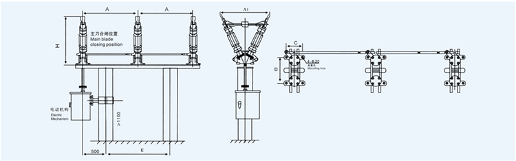 Outdoor 33kv Circuit Breaker Disconnect Switch Isolator XK GW5 Series disconnecting switch