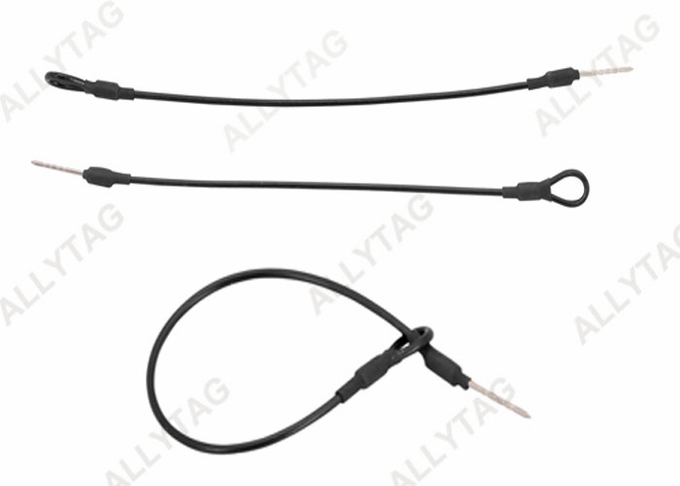 1.8mm Dia Anti Theft Accessories Steel Wire EAS Pin Lanyard With Loop Black