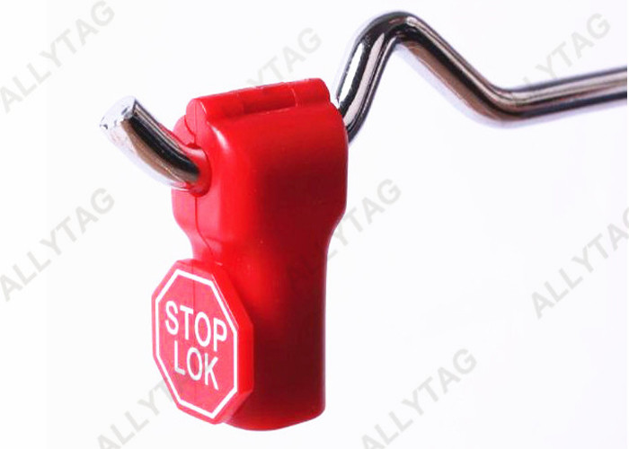 Red Color Display Hook Product Stop , Security Stop Lock 4mm - 8mm Hole Diameter