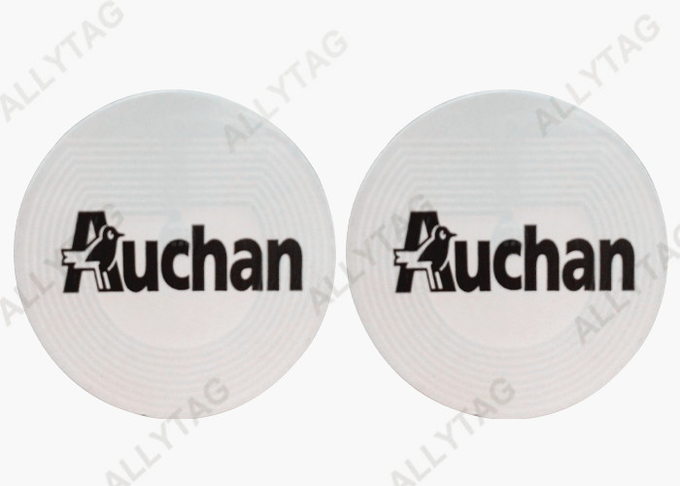 Alarming RF Round Anti Theft Barcode Sticker Labels , Shoplifting Security Tags Dia 4cm