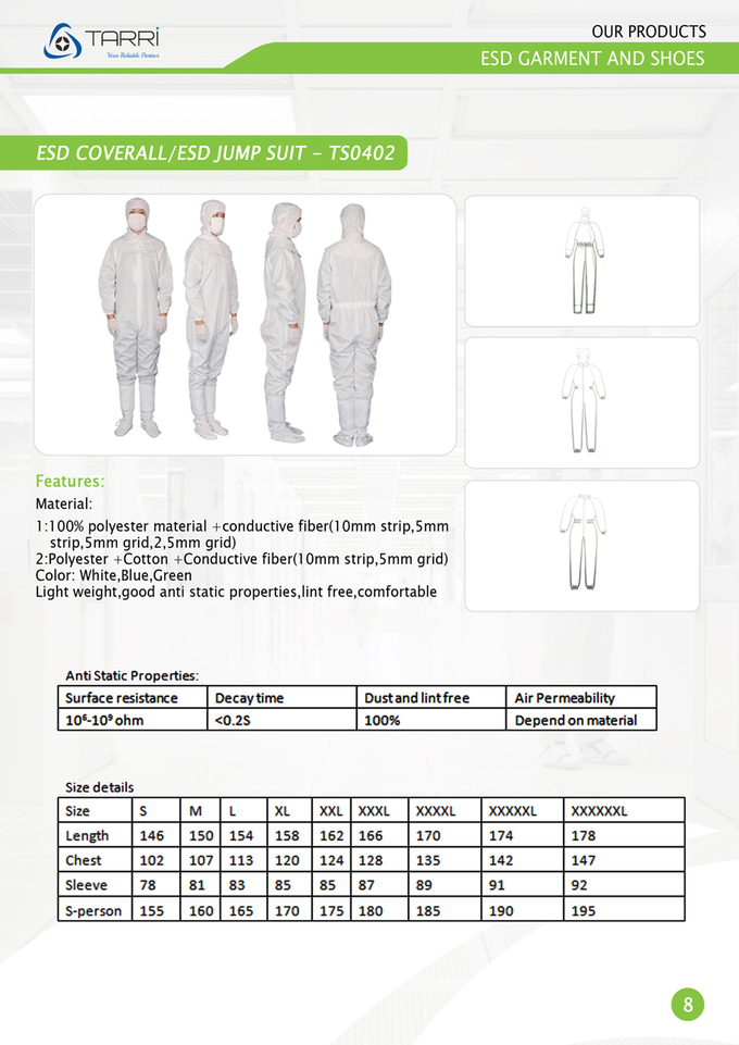 Unisex  Anti static ESD Clothing , Coverall , Jump Suit Comfortable And Good ESD Protection