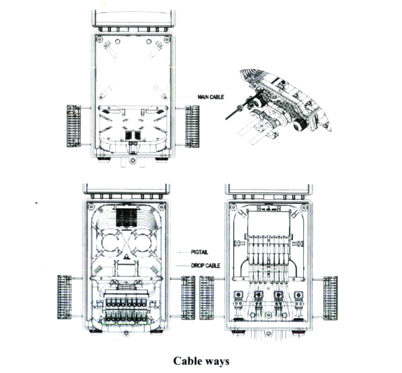 Wall mount 16 core network terminal fiber optic distribution box