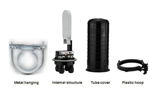 Vertical Type Fiber Optic Joint Closure Black Color For Telecommunication Network
