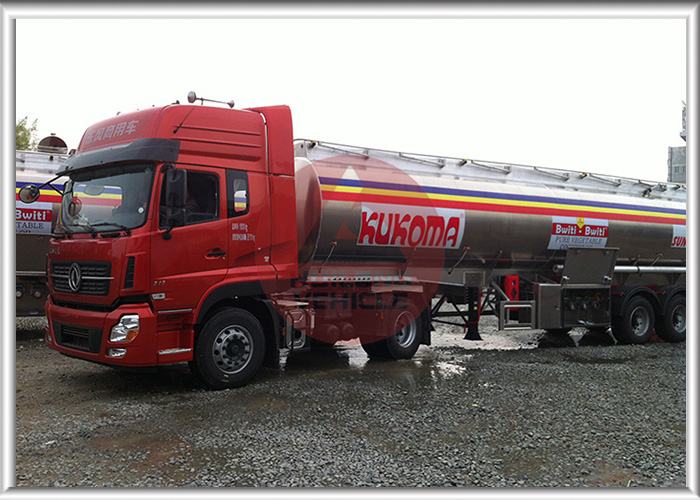 Oil Transport 5000 Gallon Fuel Tank Trailer , 3 Axles Fuel Transfer Tank Trailer 13T Axle Bearing