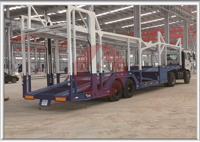 Goose Neck Car Carrier Truck , ABS Automobile Transport Trailers 14200KG Payload