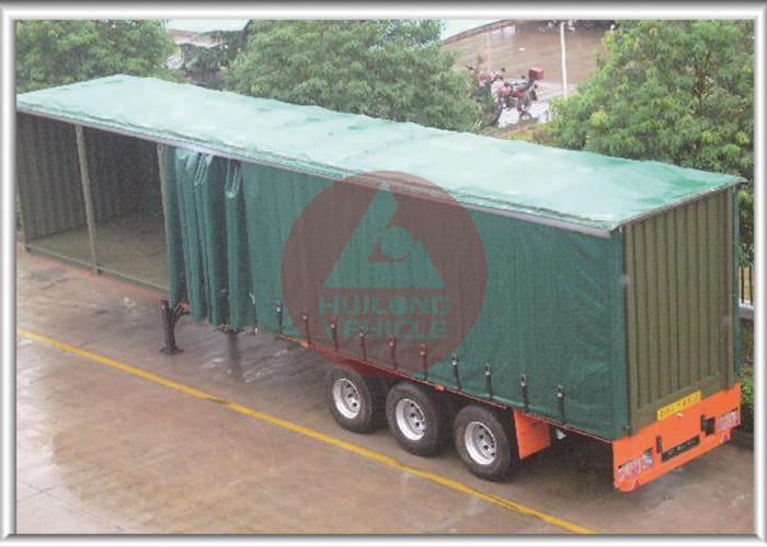 Leaf Spring Curtain Side Trailer , PVC Cover Soft Side Semi Trailer Submerged ARC Welding