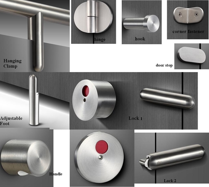 304 Stainless Steel Toilet Cubicles Partition Hardware Door Handle / Knob