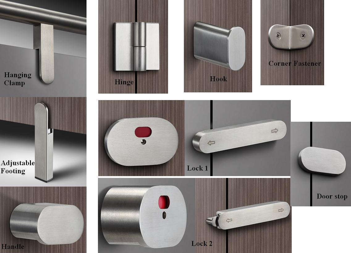 Bathroom Toilet Cubicles Partition Hardware Door Self Closing Hinge