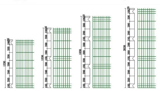 Drawing of 3D Curved Welded Wire Fence