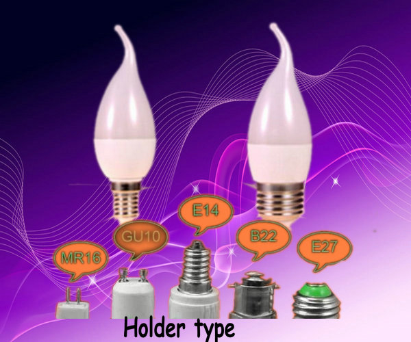 Energy Saving E14 3 Watt LED Candle Light Bulb Bridgelux Chip , PC Body