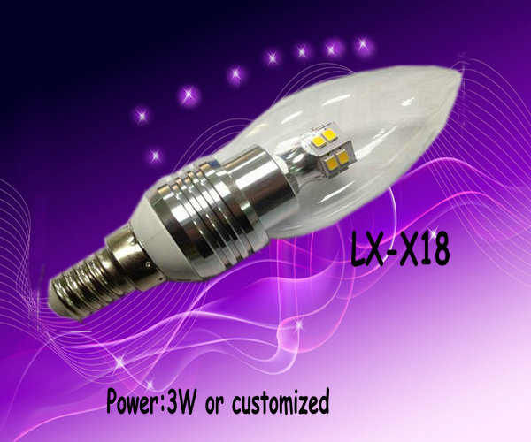 3W 200 Lumen Dimmable LED Candle Light Bulb 7000K Cold White , Glass Housing