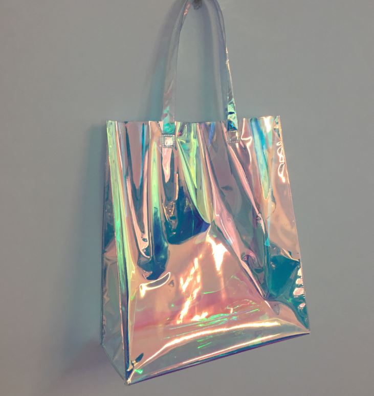 Rainbow Laser Hologram Travel Cosmetic Handbag Rainbow Laser PVC Tote Bag Rainbow Laser Shoulder Bag
