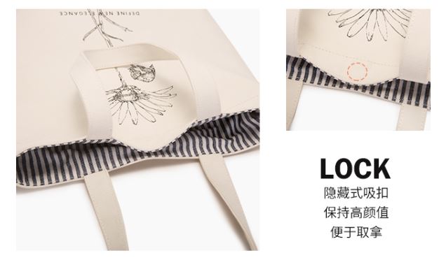 Heavy Duty Canvas Tote Bags ,100% Cotton Reusable Tote Bags With Hidden Magnetic Button Closure