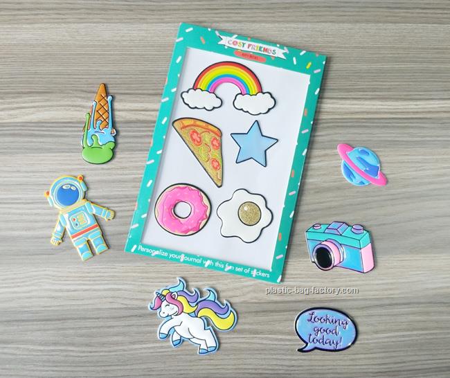 Cute 3D Decorative Puffy Adhesive Diy Removable Stickers With 3M Laminated Coating Base