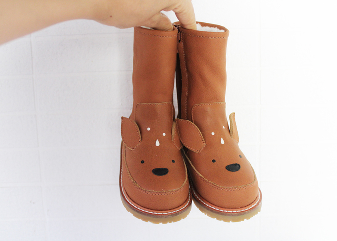 Animal Motifs Soft Soled Toddler Brown Leather Boots 1